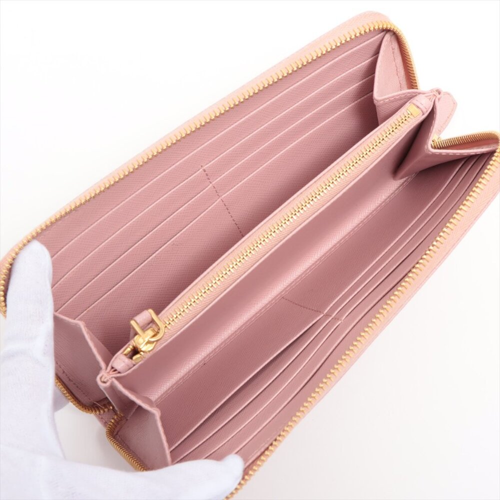 SOLD OUT Prada Saffiano Metal 1ML506 Leather Round-Zip-Wallet Pink - Picture 4 of 9